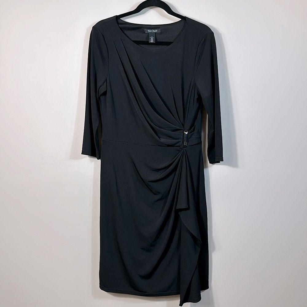 White House Black Market Black Dress Pullover 3/4 Sleeve Stretch Women Size 10